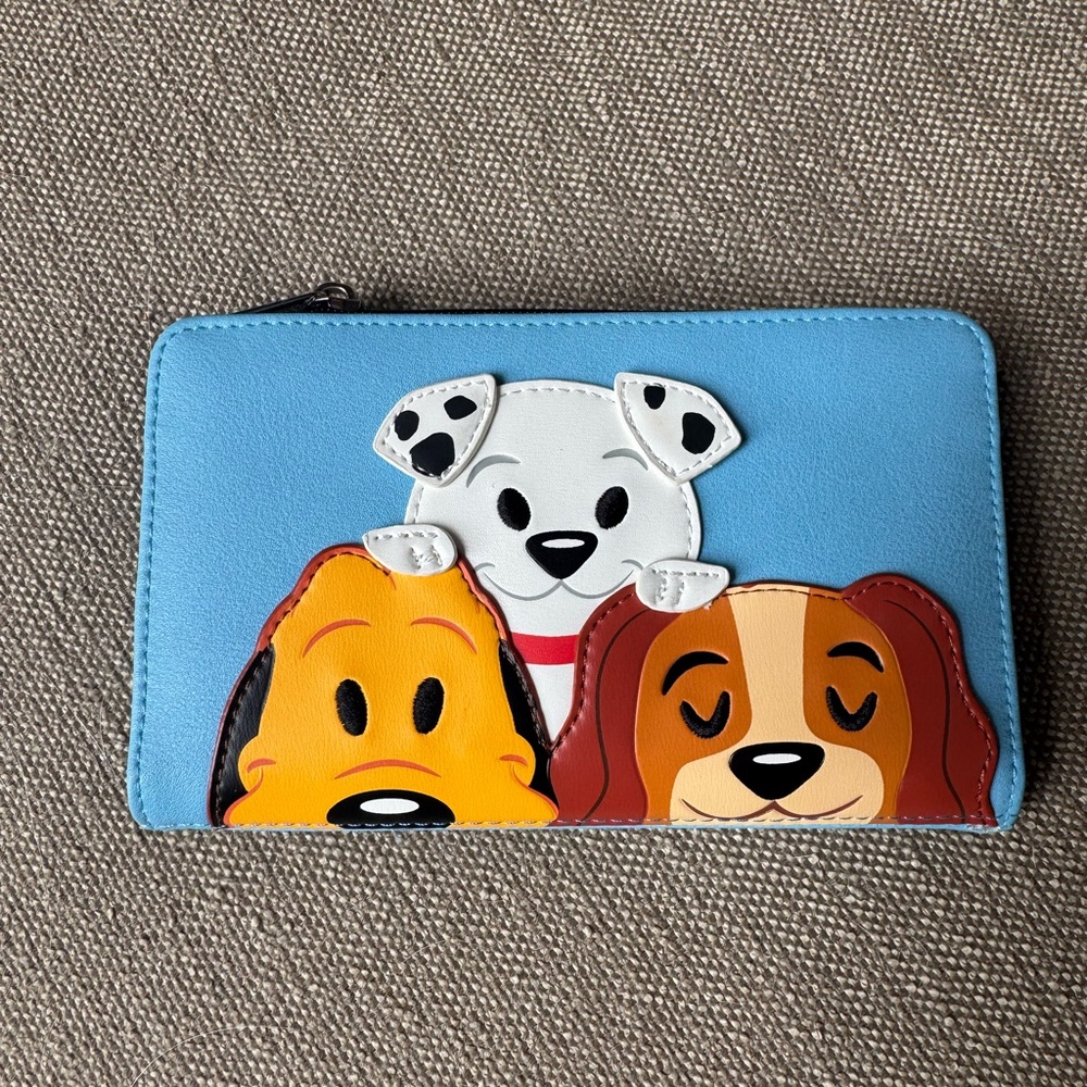 Disney Loungefly Dog Trio Blue Wallet